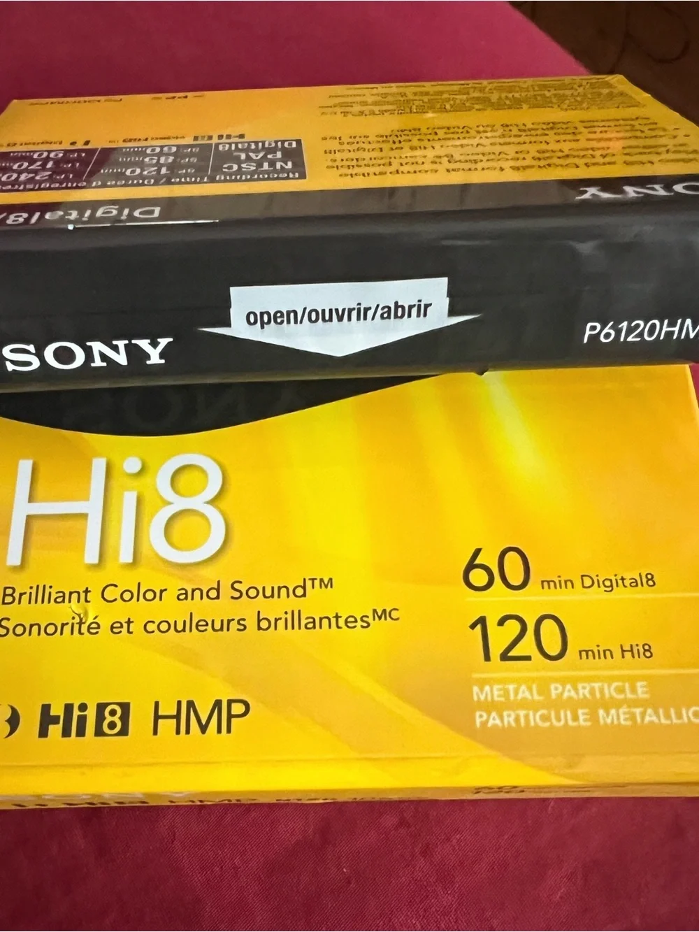 Sony Hi8 Video Cassettes - Yellow and Black Packaging (Set of 2)